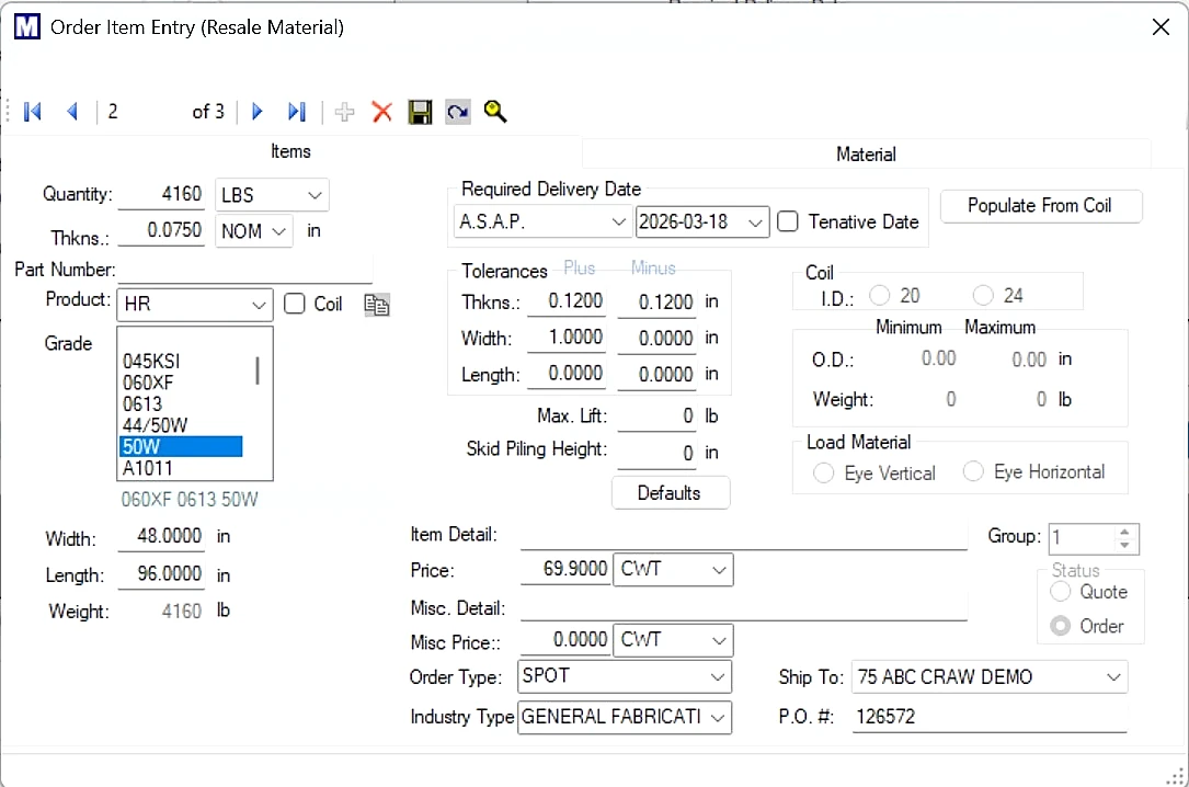 Sales Order Interface