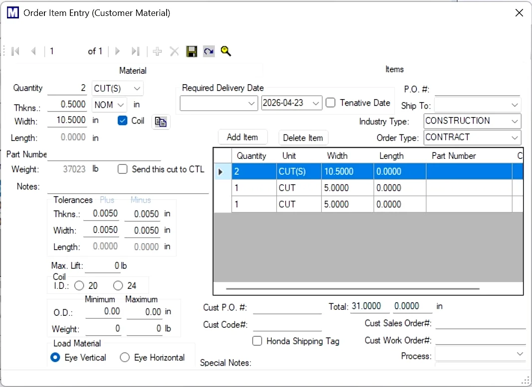 Sales Order Interface